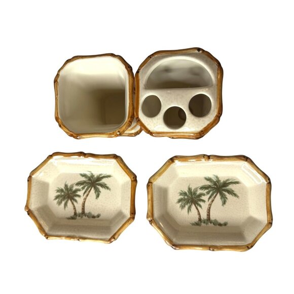 Springmaid Palm Breeze Ceramic Bathroom Accessory Set - Picture 5 of 8